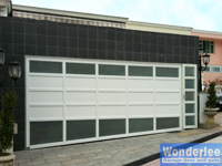 5.2m Aluminum-glass 1-piece garage door on a slope