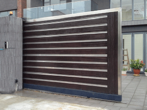 Read wood slide gate with stainless steel trim